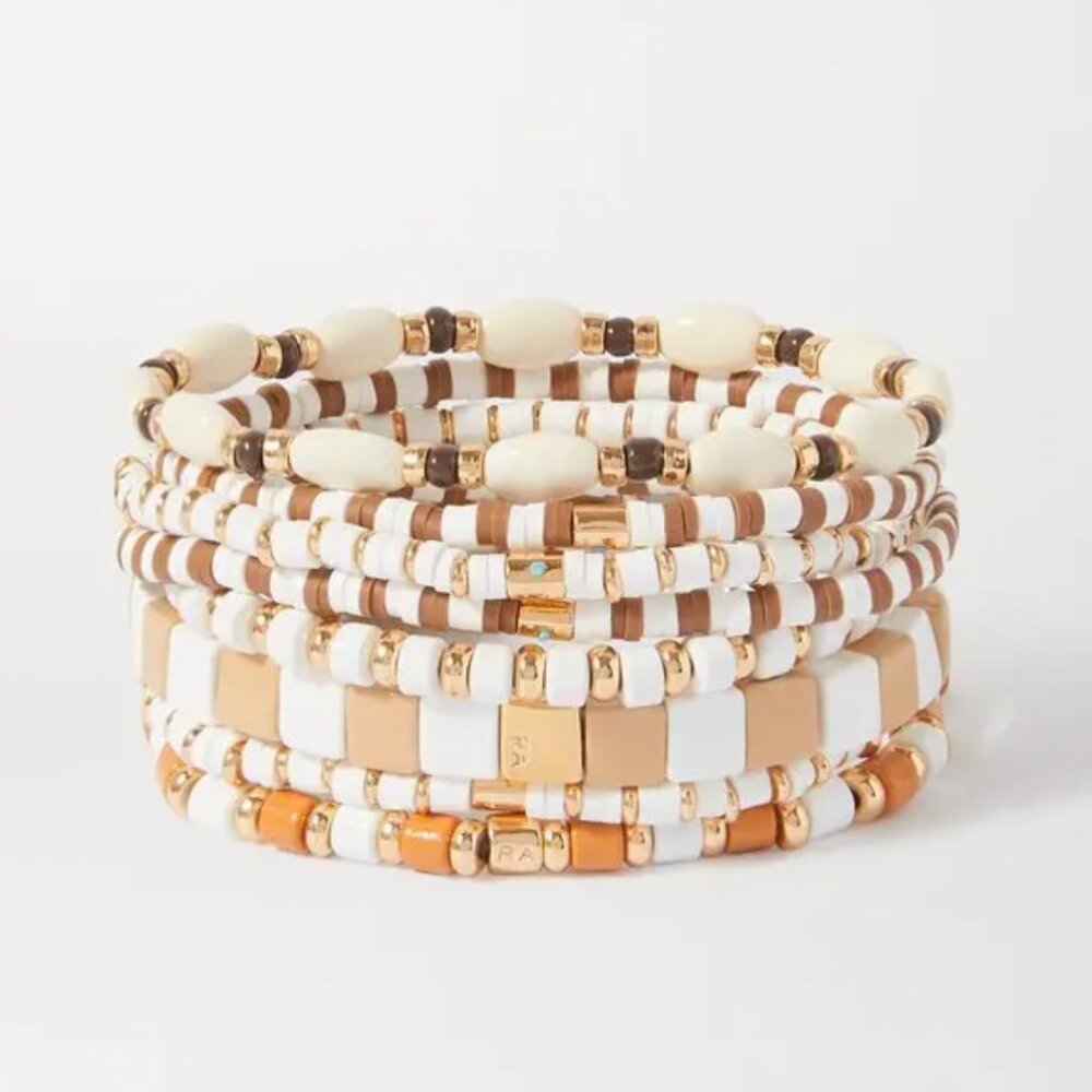 My Curate!! Roxanne Assoulin Color Therapy Beige Brown White Mixed Set of 9 - Picture 2 of 5